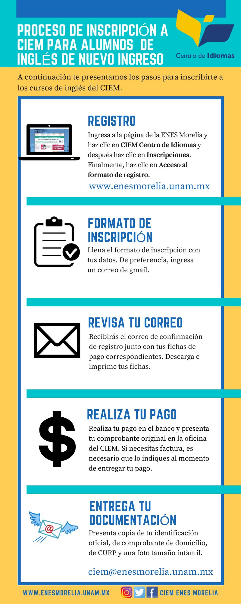 Proceso de inscripción a ciem para alumnos de inglés de nuevo ingreso